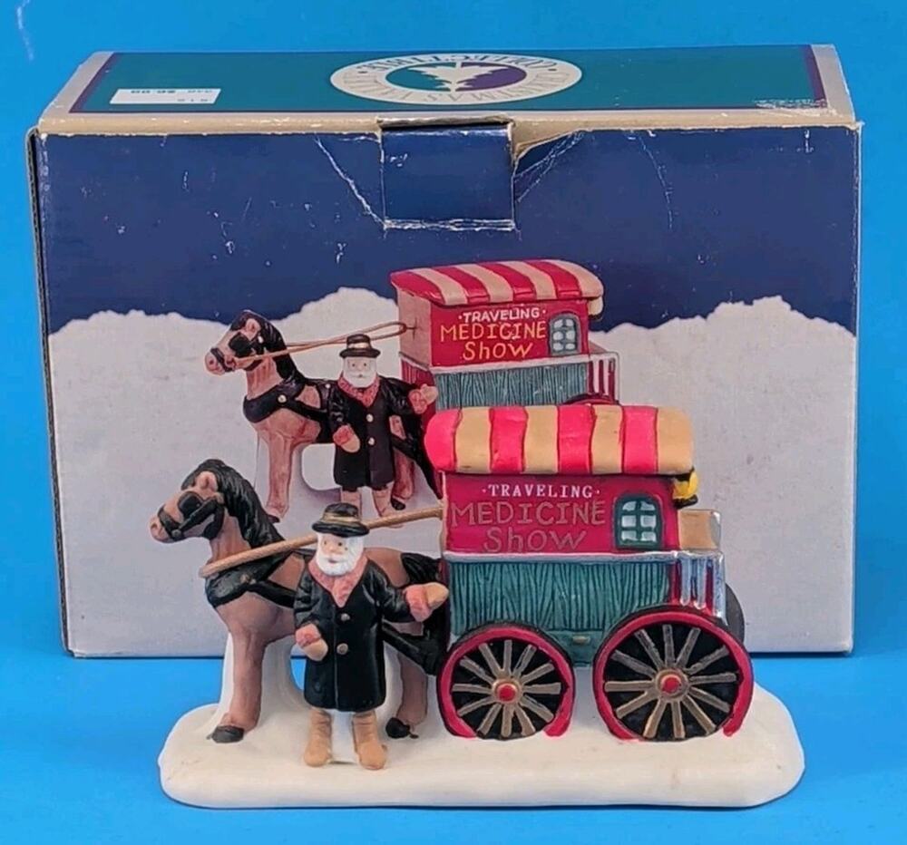 Christmas Valley Collectible Traveling Medicine Show Figurine w Box VTG Holiday